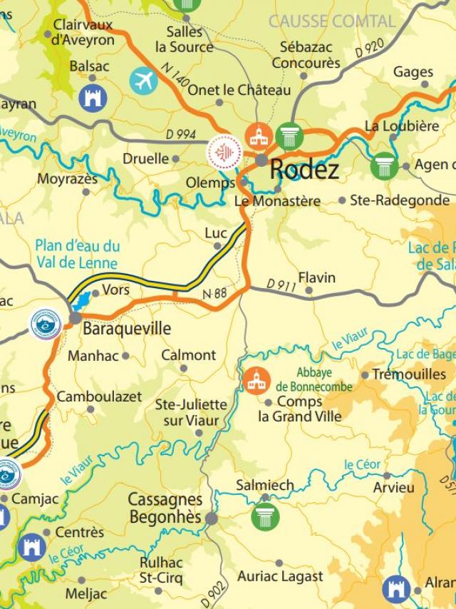 Carte papier touristique de l'Aveyron